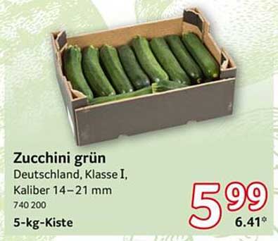 Zucchini grün - Deutschland, Klasse I, Kaliber 14–21 mm