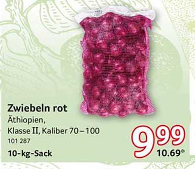 Zwiebeln rot Äthiopien, Klasse II, Kaliber 70-100 10-kg-Sack