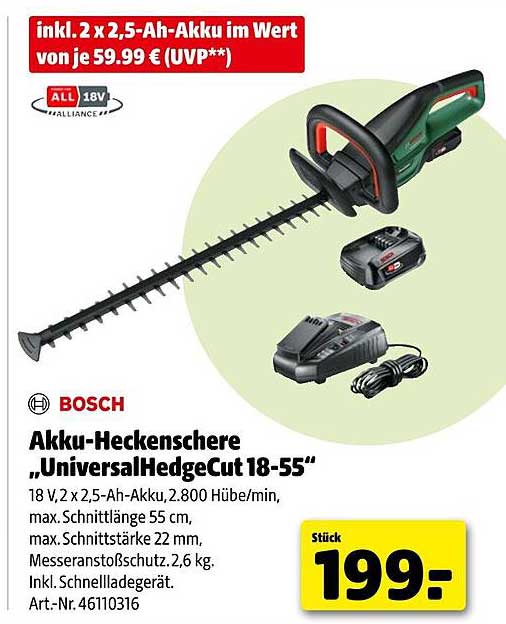 Akku-Heckenschere „UniversalHedgeCut 18-55“