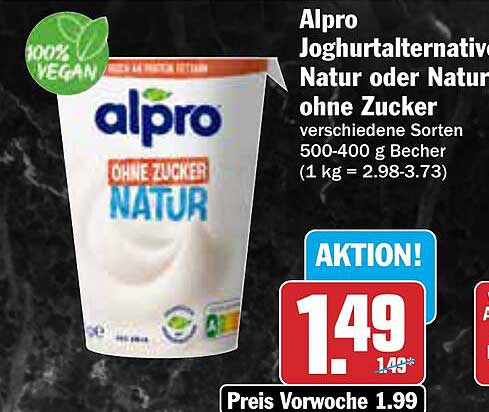 Alpro Joghurtalternative Natur oder ohne Zucker