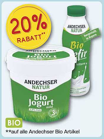 Andechser Natur Bio Jogurt mild – 20% Rabatt auf alle Andechser Bio Artikel