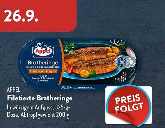 Appel Filetierte Bratheringe in würzigem Aufguss, 325-g Dose
