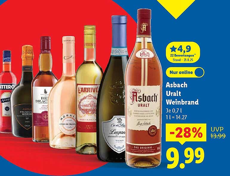 Asbach Uralt Weinbrand 0,7 l - Jetzt zum Aktionspreis!