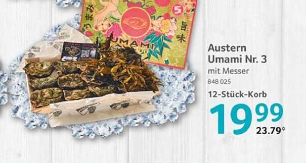 Austern Umami Nr. 3 mit Messer - 12-Stück-Korb