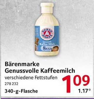 Bärenmarke Genussvolle Kaffeemilch verschiedene Fettstufen 340-g-Flasche