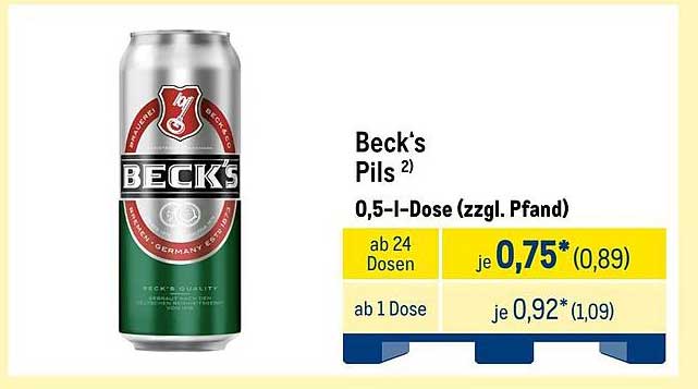 Beck's Pils – 0,5-l-Dose (zzgl. Pfand)