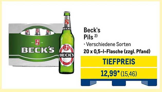 Beck's Pils - 20 x 0,5 l-Flasche (zzgl. Pfand)