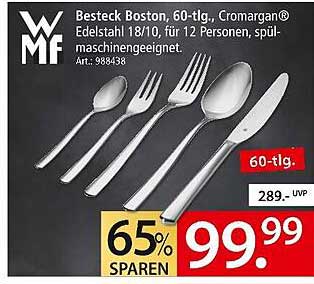 Besteck Boston, 60-tlg., Cromargan® Edelstahl 18/10, für 12 Personen, spülmaschinengeeignet