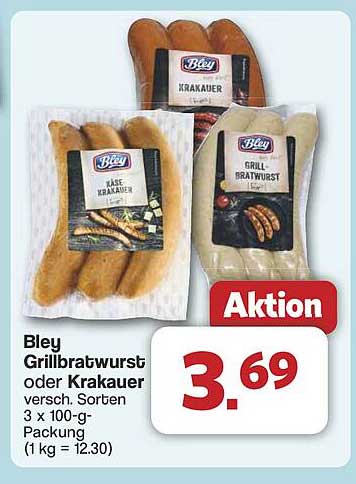 Bley Grillbratwurst oder Krakauer - verschiedene Sorten