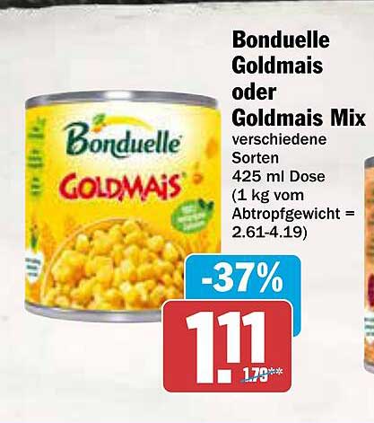 Bonduelle Goldmais oder Goldmais Mix 425 ml Dose