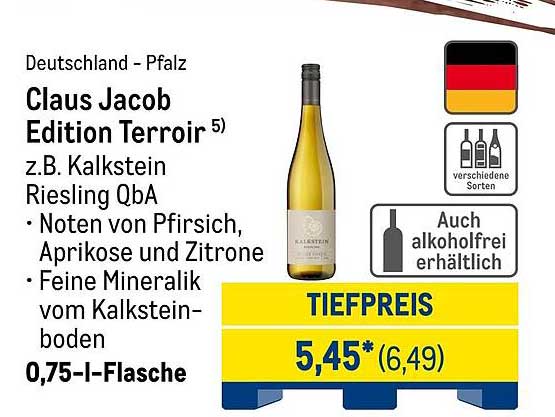 Claus Jacob Edition Terroir Riesling QbA 0,75 l