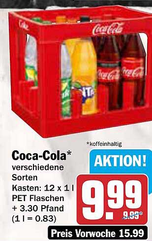Coca-Cola Kasten 12 x 1 l PET Flaschen
