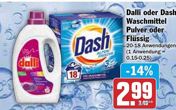 Dalli oder Dash Waschmittel Pulver oder Flüssig