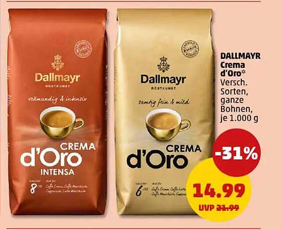 Dallmayr Crema d'Oro – Verschiedene Sorten, ganze Bohnen, je 1.000 g
