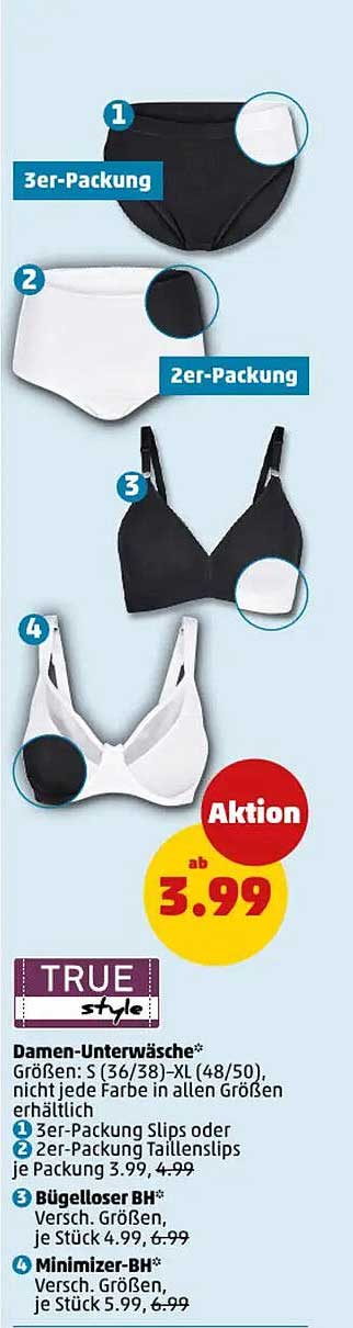 Damen-Unterwäsche von TRUE style – 3er- und 2er-Packung