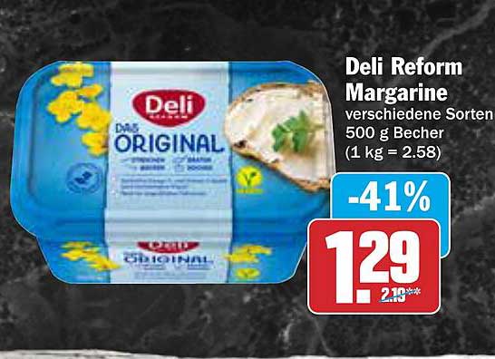 Deli Reform Margarine verschiedene Sorten 500 g Becher (1 kg = 2.58)