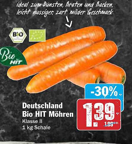 Deutschland Bio HIT Möhren 1 kg Schale - jetzt 30% günstiger!