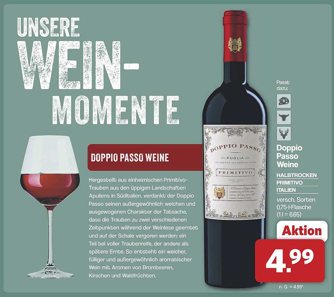 DOPPIO PASSO WEINE HALBTROCKEN PRIMITIVO ITALIEN