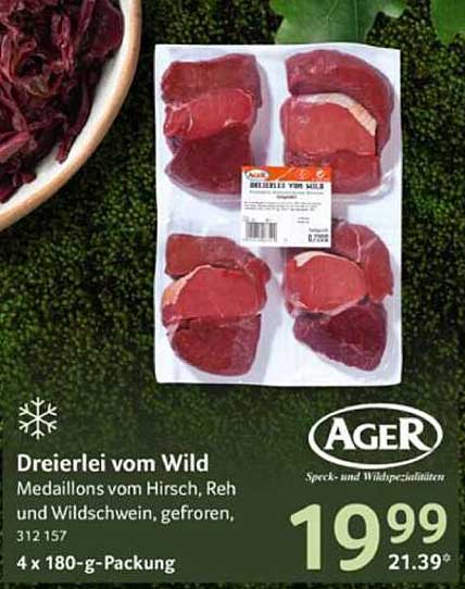 Dreierlei vom Wild – Medaillons vom Hirsch, Reh und Wildschwein, gefroren