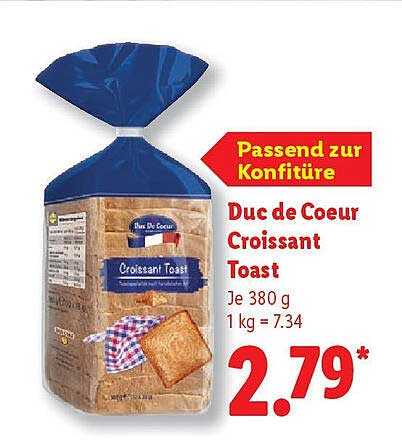Duc de Coeur Croissant Toast 380 g