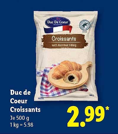 Duc de Coeur Croissants mit Haselnussfüllung