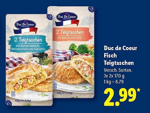 Duc de Coeur Fisch Teigtaschen