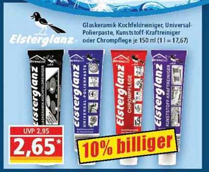 ElsterGlanz – Glaskeramik-, Kochfeldreiniger, Universal-Polierpaste, Kunststoff-Kraftreiniger oder Chrompflege je 150 ml