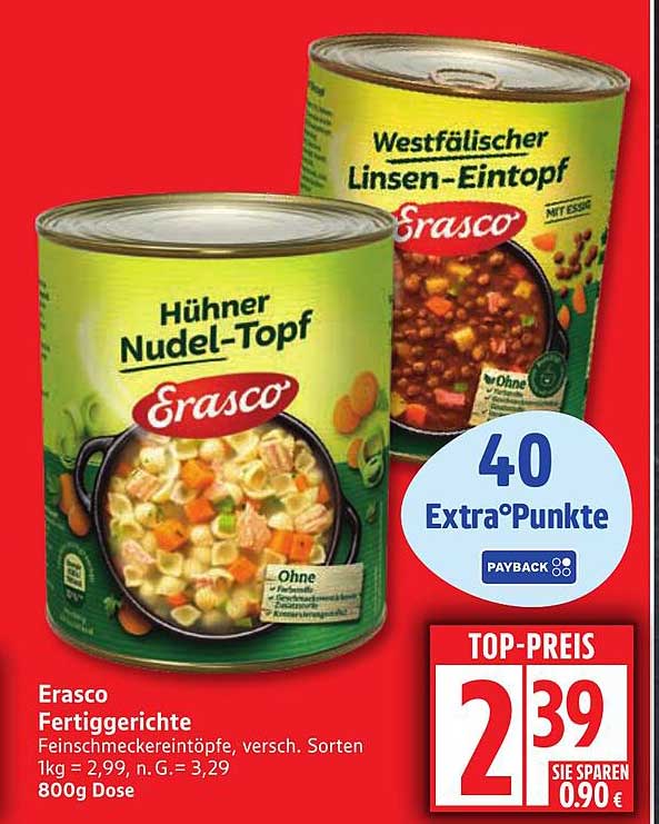 Erasco Fertiggerichte: Hühnertopf und Westfälischer Linsen-Eintopf