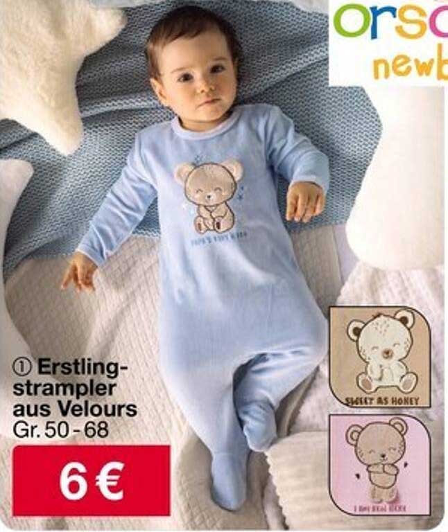 Erstlingsstrampler aus Velours Gr. 50-68