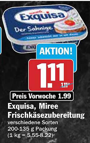Exquisa, Miree Frischkäsezubereitung 200-135 g Packung