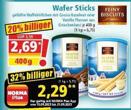 Feiny Biscuits Wafer Sticks - gefüllte Waffelröllchen mit Cocoa Hazelnut oder Vanilla Flavour