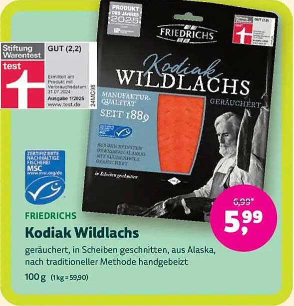 Friedrichs Kodiak Wildlachs, geräuchert