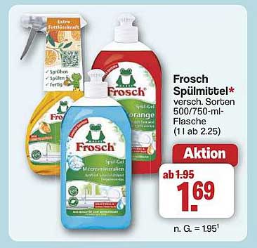 Frosch Geschirrspülmittel verschiedene Sorten 500/750 ml-Flasche