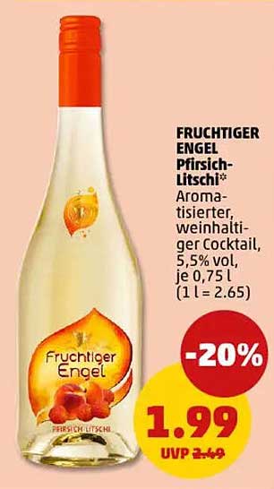 FRUCHTIGER ENGEL Pfirsich-Litschi - Aromatisierter Wein-Cocktail