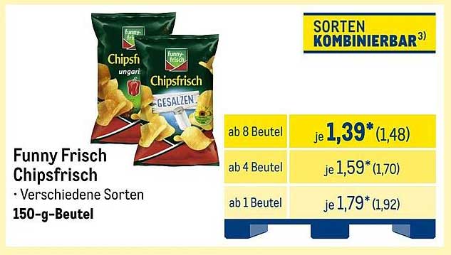 Funny Frisch Chipsfrisch – Verschiedene Sorten 150-g-Beutel