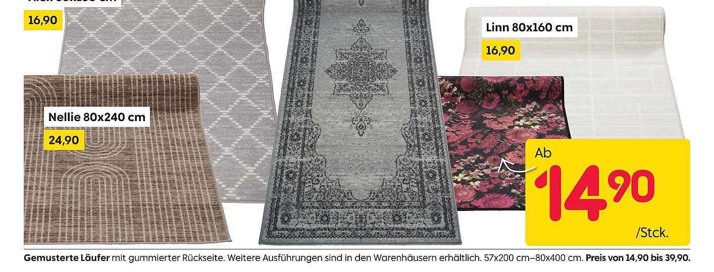 Gemusterte Läufer mit gummierter Rückseite