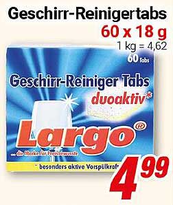 Geschirr-Reiniger Tabs - Largo, 60 x 18 g