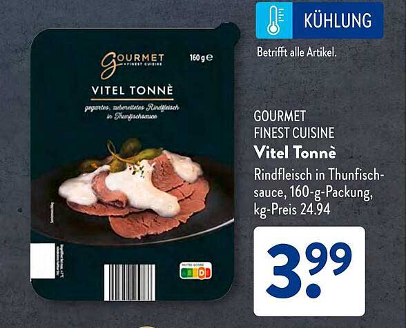 GOURMET FINEST CUISINE Vitel Tonnè – Rindfleisch in Thunfischsauce, 160 g