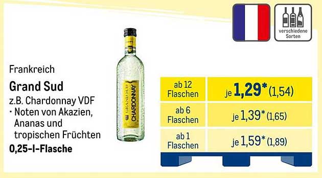 Grand Sud Chardonnay VDF 0,25-l-Flasche