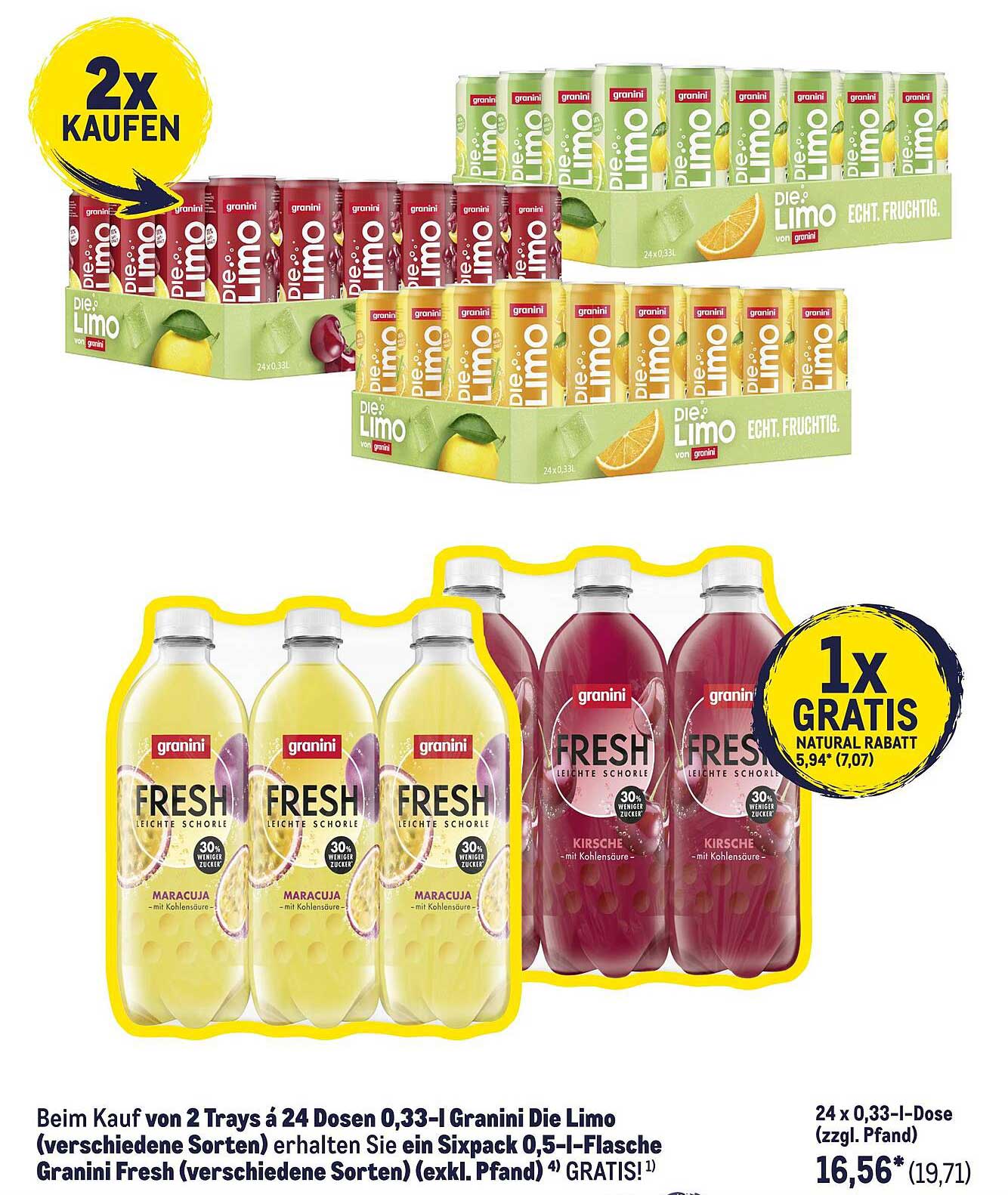 Granini Die Limo 0,33 l Dosen (verschiedene Sorten) – 2 Trays kaufen und gratis Granini Fresh erhalten!