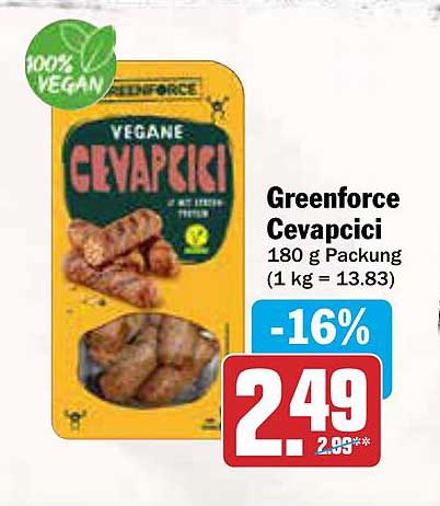 Greenforce Vegane Cevapcici - 180 g Packung