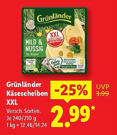 Grünländer Käsescheiben XXL