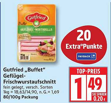 Gutfried „Buffet“ Geflügel-Frischwurstaufschnitt
