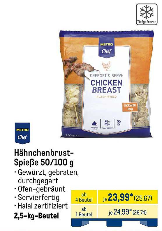 Hähnchenbrust-Spieße 50/100 g