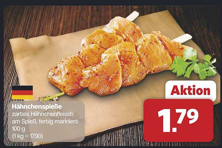 Hähnchenspieße - zartes Hähnchenfleisch am Spieß, fertig mariniert