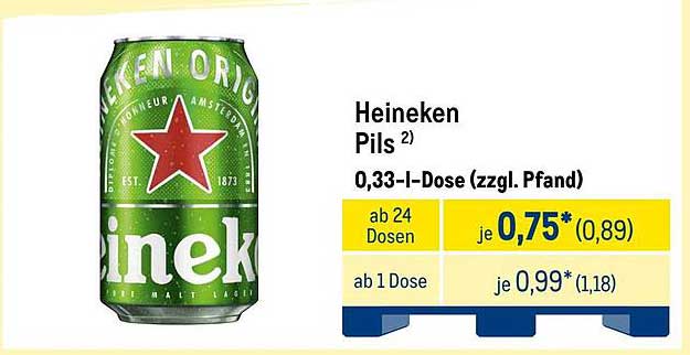 Heineken Pils 0,33 l-Dose (zzgl. Pfand)