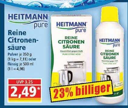 Heitmann pure Reine Citronensäure 350 g oder 500 ml