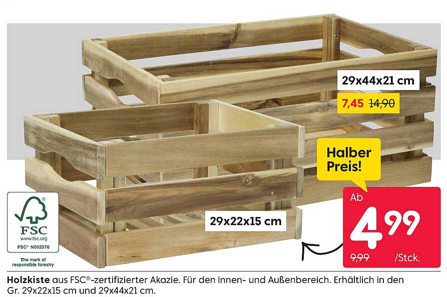 Holzkiste aus FSC®-zertifizierter Akazie