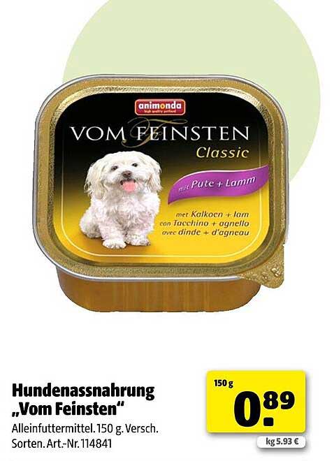 Hundenassnahrung "Vom Feinsten" mit Pute & Lamm