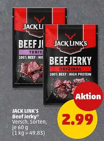 JACK LINK'S Beef Jerky Verschiedene Sorten, je 60 g